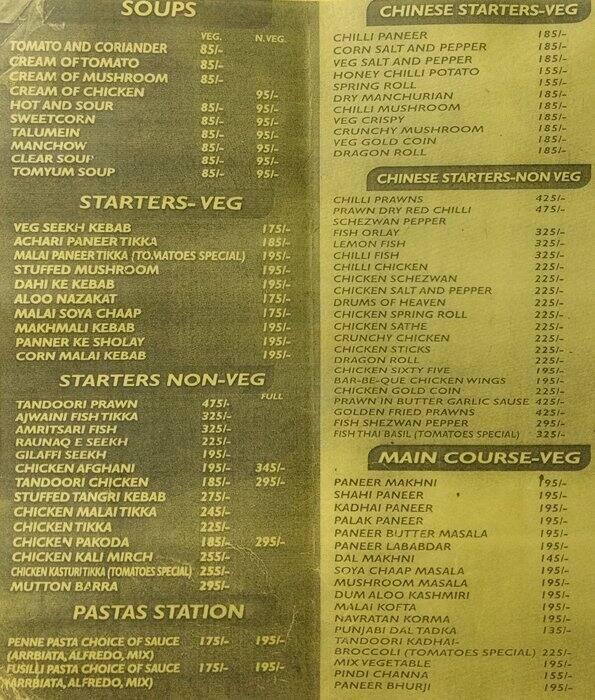 Tomatoes Kitchen Menu, Menu for Tomatoes Kitchen, Rajinder Nagar, New