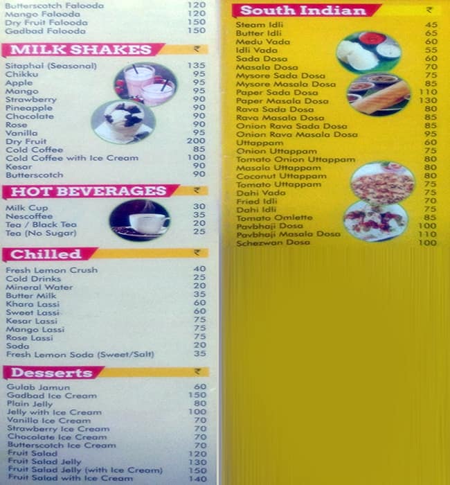 Visava Pure Vegetarian menu