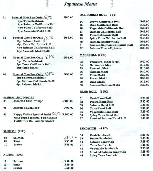 Happy Valley Menu, Menu for Happy Valley, Sunninghill, Sandton Zomato SA