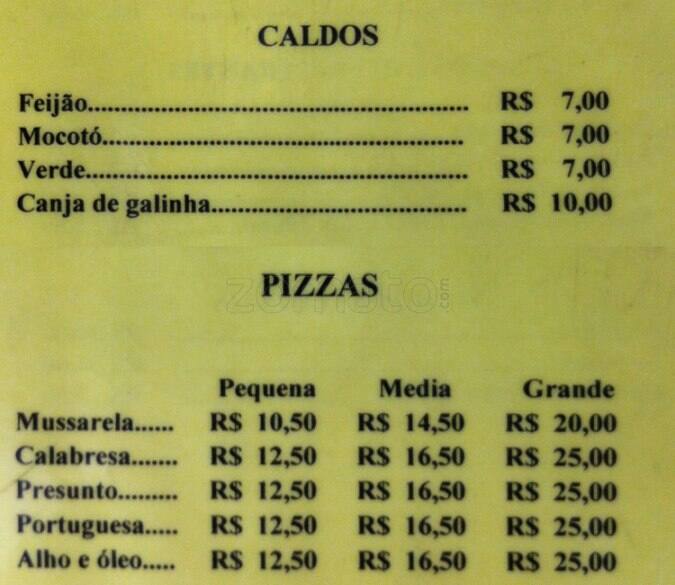 Bar do Bigode cardápio