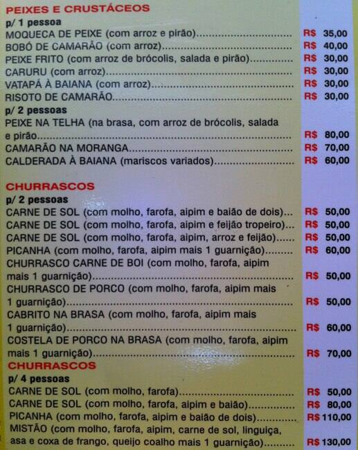 Flor do Nordeste cardápio