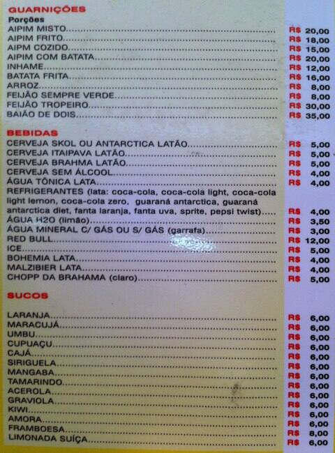 Flor do Nordeste cardápio