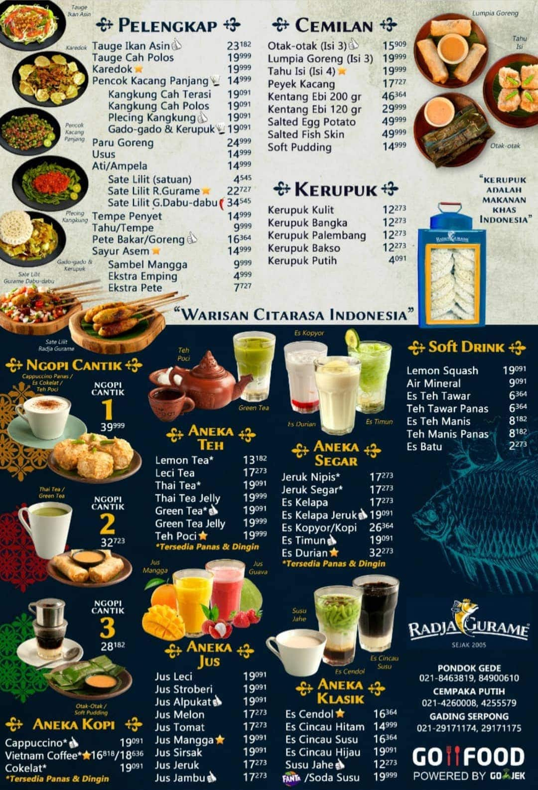 Menu at Radja Gurame restaurant, Tangerang, Sentia Square Park Gate 1