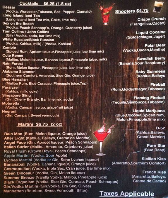 Sangria menu