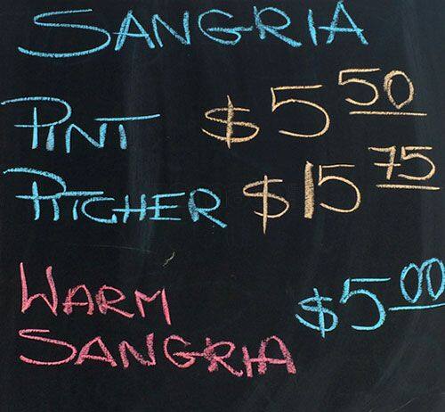 Sangria menu