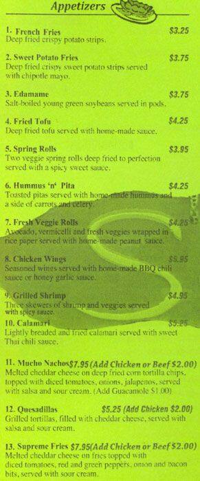 Sangria menu