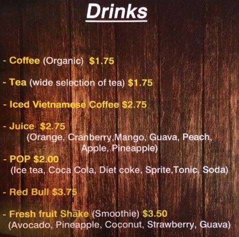 Sangria menu