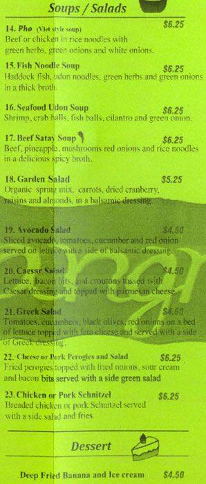 Sangria menu