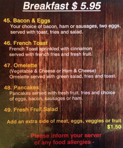 Sangria menu