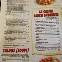La Casita Mexican Restaurant Menu La Casita Mexican Restaurant Menu