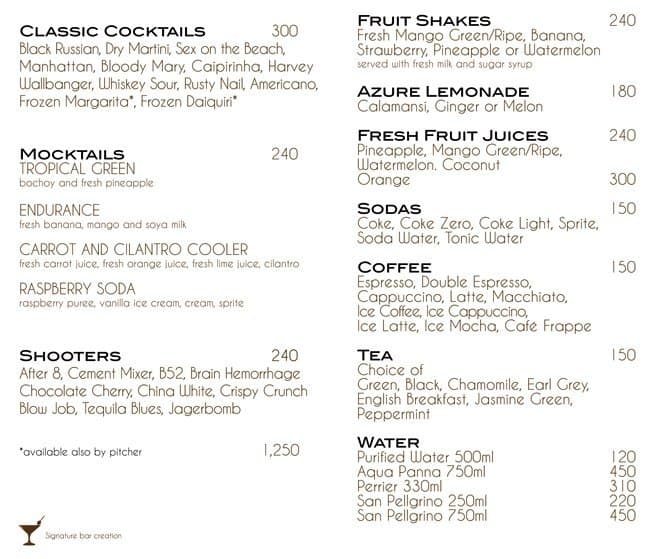 Menu at Saffron Cafe, LapuLapu City, Crimson Resort and Spa