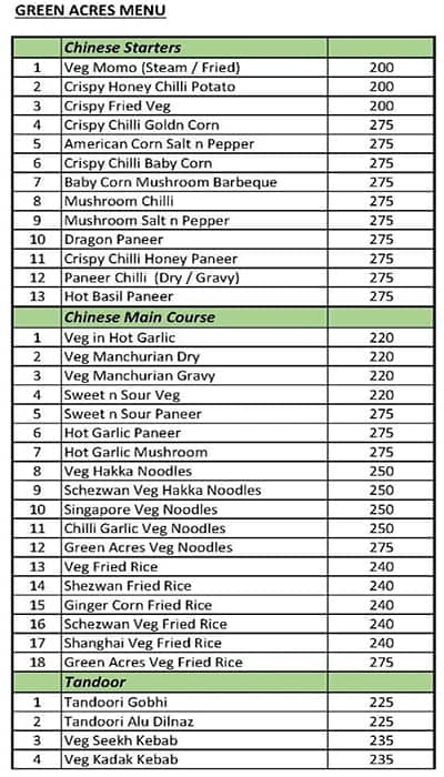 Green shop acres menu