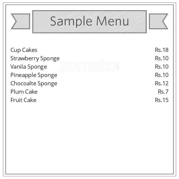 Aroma Bakery & Snack Bar menu