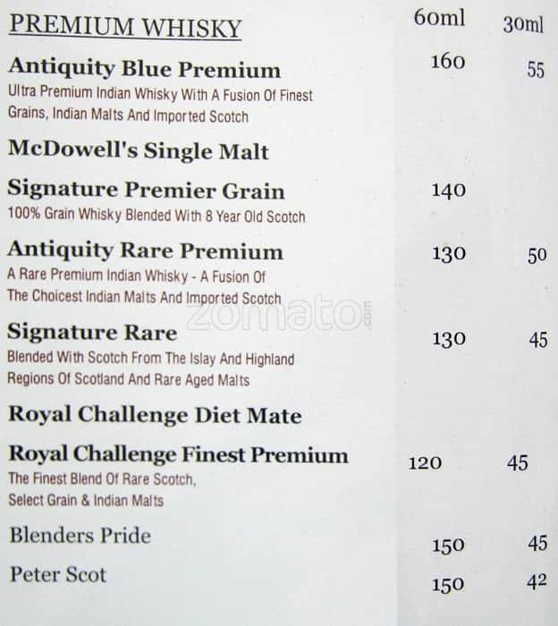 Kartik Resto-Bar menu