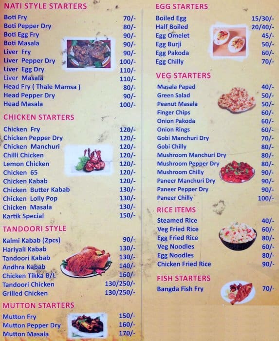 Kartik Resto-Bar menu