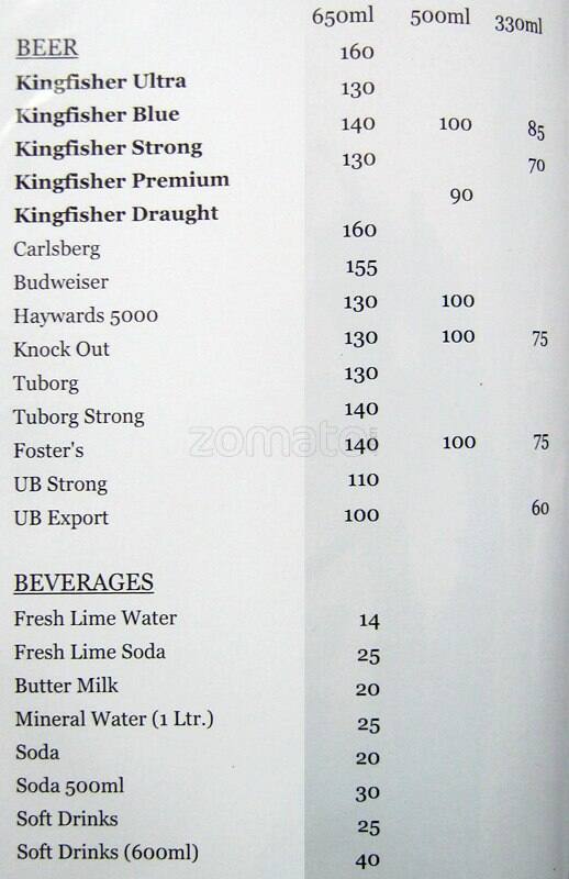 Kartik Resto-Bar menu