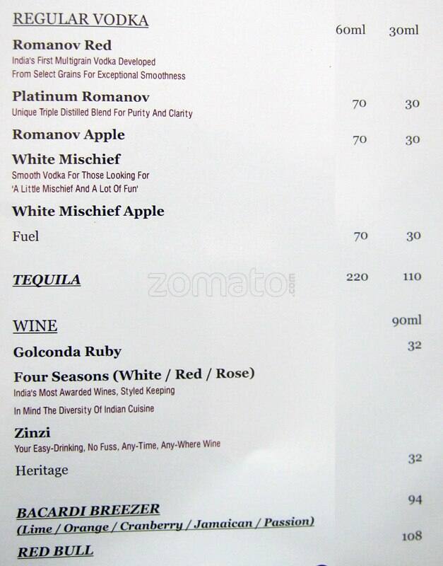 Kartik Resto-Bar menu