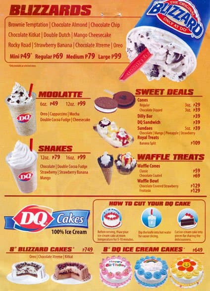 Dairy Queen Ice Cream Cake Menu Philippines Greenstarcandy