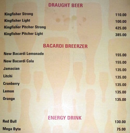Las Vegas II menu