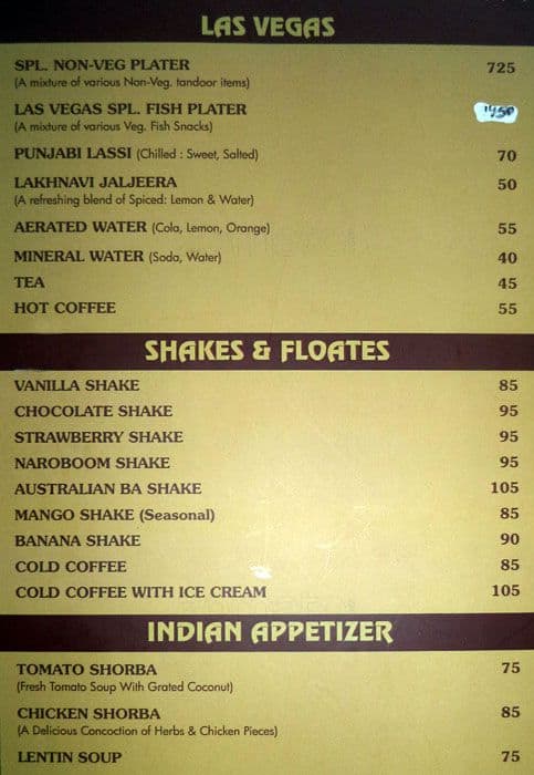Las Vegas II menu