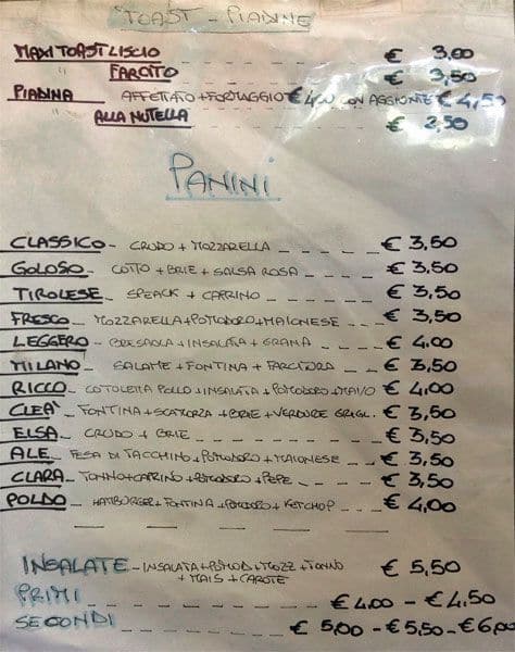 Menu di Cleá Caffetteria 