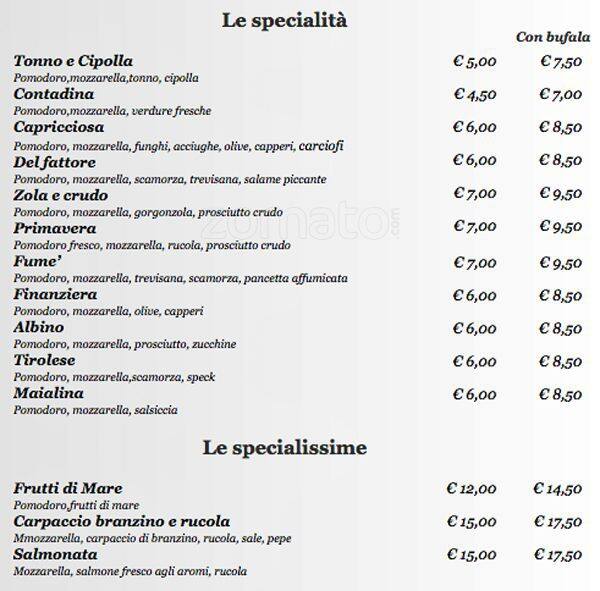 Menu di Osteria il Riccio Di Mare 