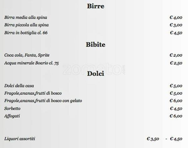 Menu di Osteria il Riccio Di Mare 
