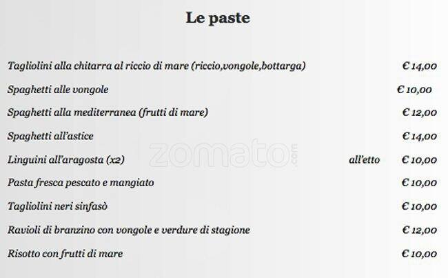 Menu di Osteria il Riccio Di Mare 