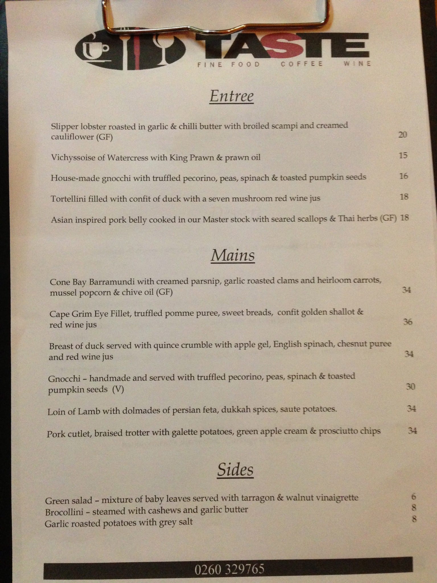Rutherglen Brewery menu