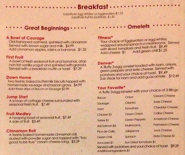 B & B Cafe Menu, Menu Untuk B & B Cafe, Castle Rock, Denver ...