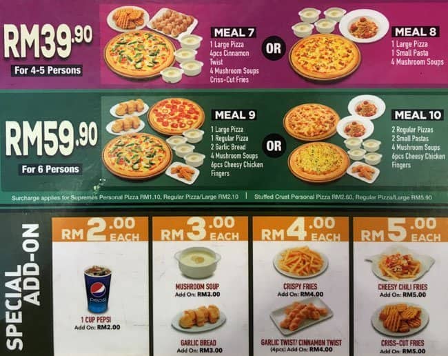 Pizza Hut Menu Menu For Pizza Hut Imbi Kuala Lumpur