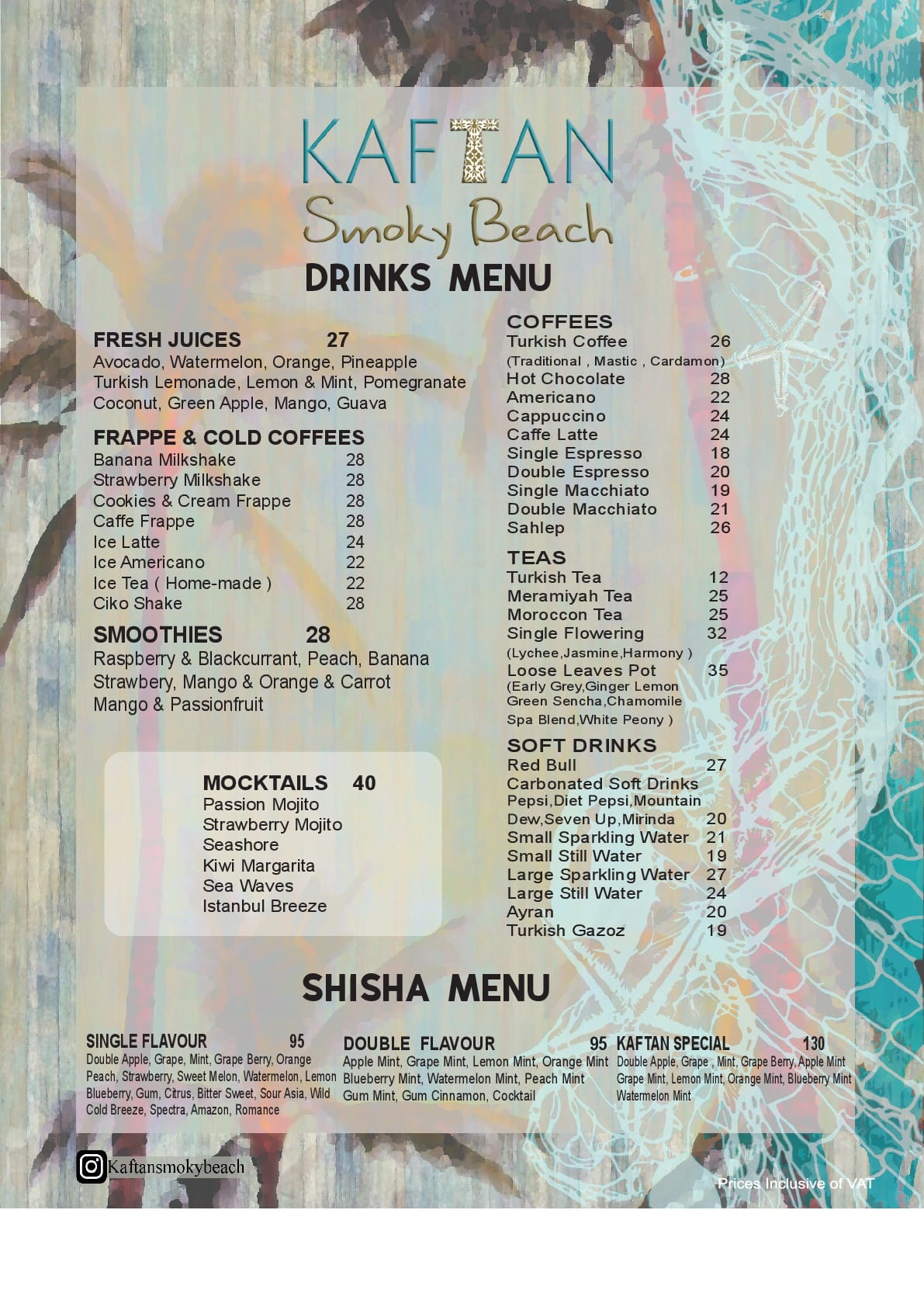 Kaftan Smoky Beach Menu Menu For Kaftan Smoky Beach