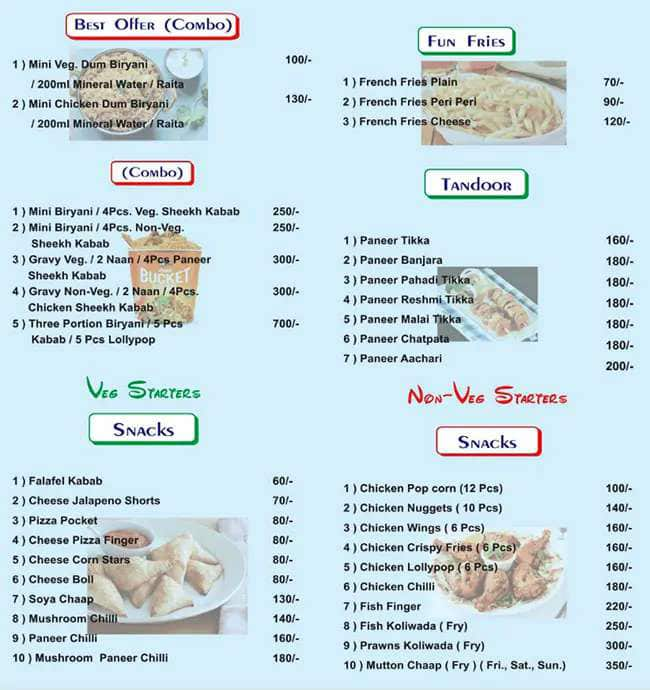 Menu of Mr. Chef, Kalyan, Thane