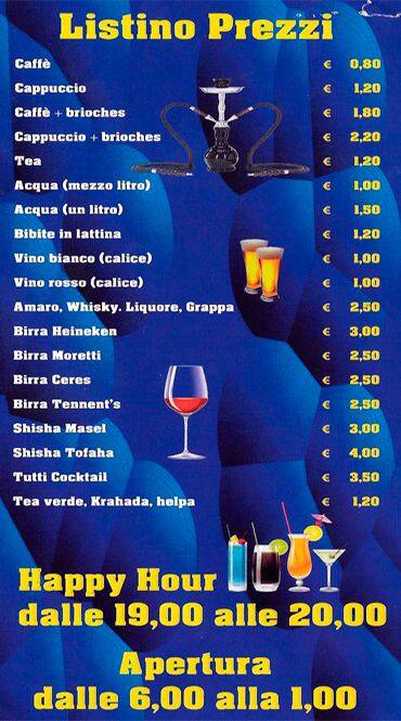Menu di Shisha bar da Andrea 