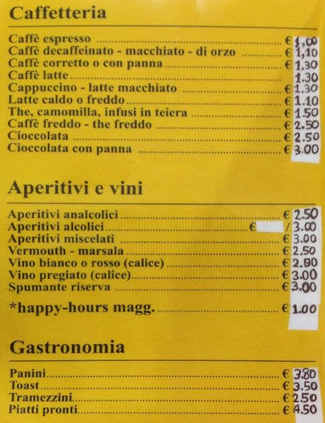 Menu Da Bar Dolce Salato Milano Via Delle Forze Armate