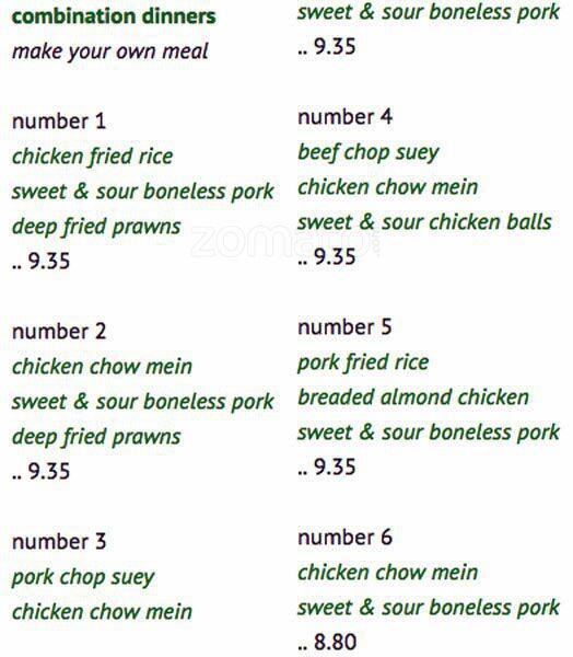 Menu at Chop Chop Chinese Takeout restaurant, Langley Township