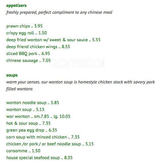 Menu at Chop Chop Chinese Takeout restaurant, Langley Township