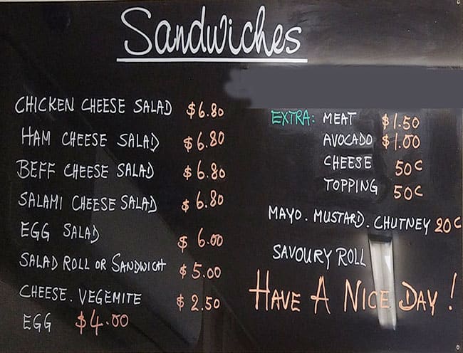 Menu at Seaford Hot Bread restaurant, Seaford