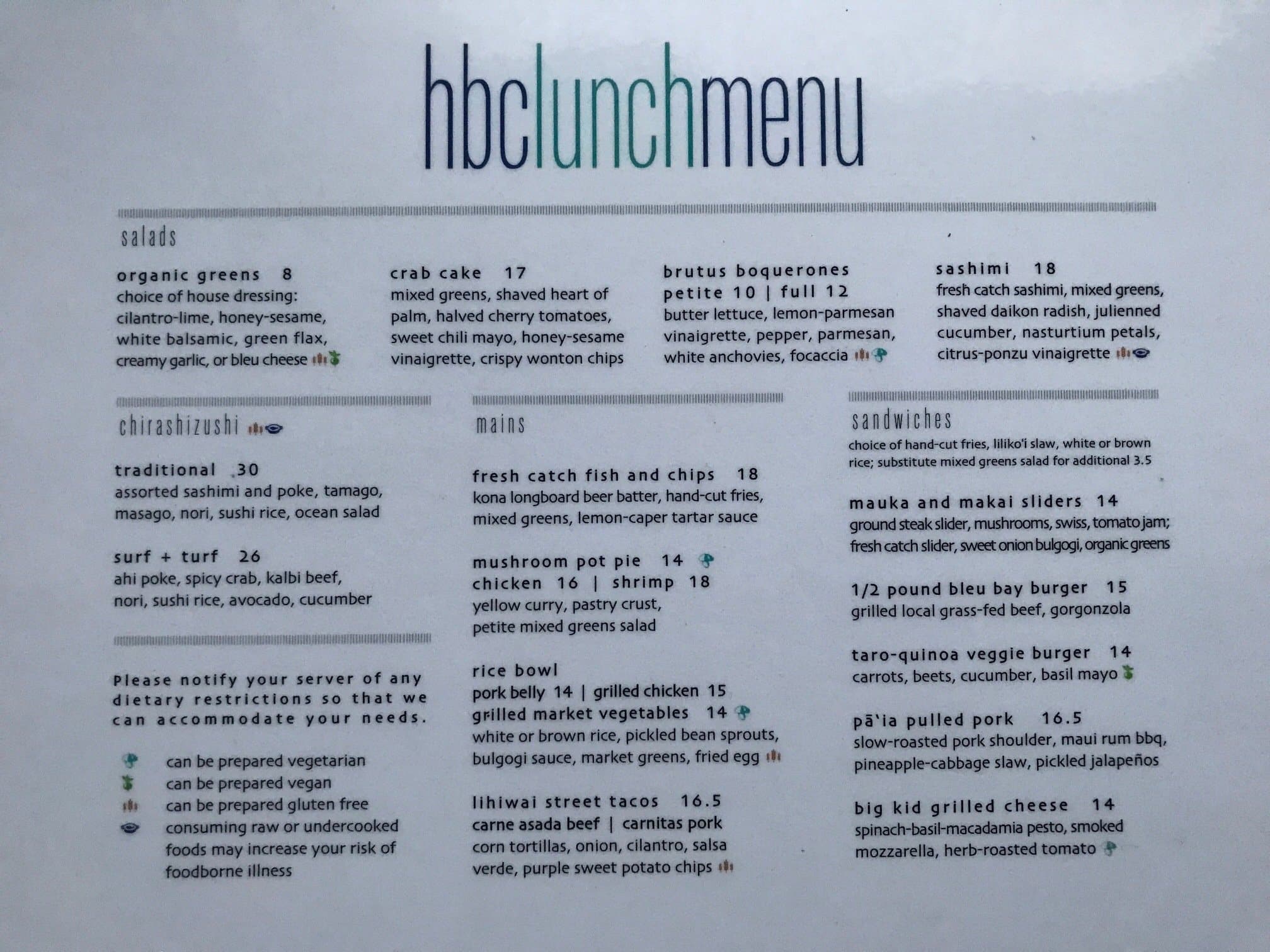 Menu at Hilo Bay Cafe, Hilo, 123 Lihiwai St