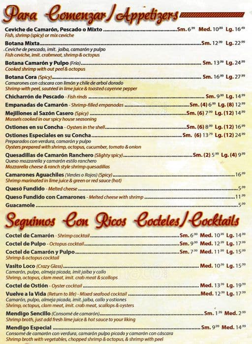 Las Islas Marias Menu, Menu for Las Islas Marias, Villa Park, Chicago ...