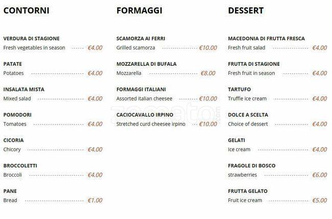 Menu di La Piccola Irpinia 