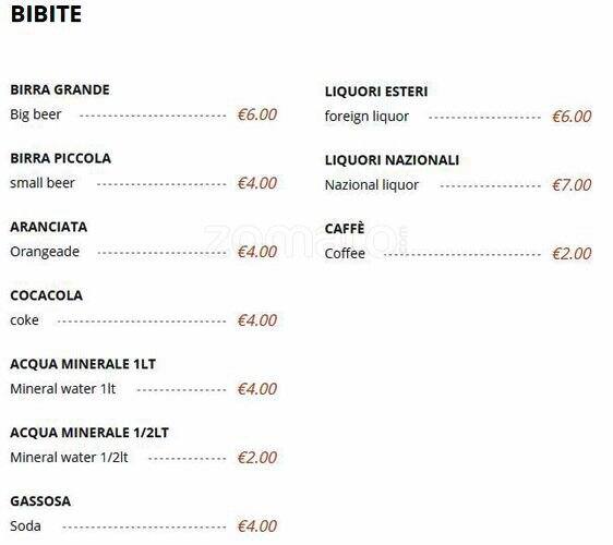 Menu di La Piccola Irpinia 