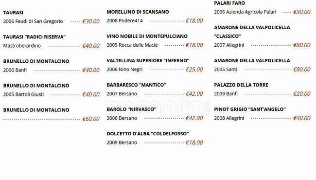 Menu di La Piccola Irpinia 