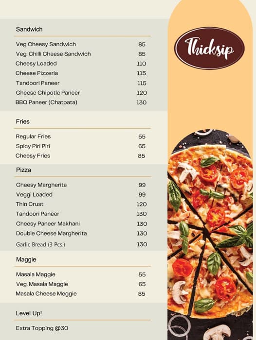 Menu of Thicksip, Naranpura, Ahmedabad