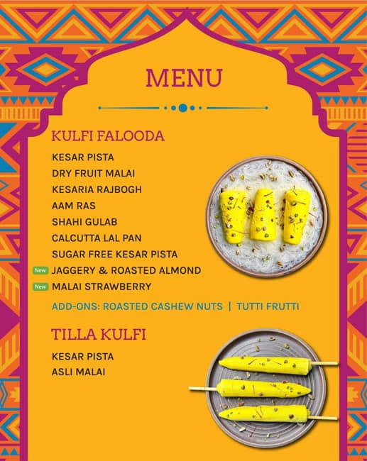 Menu of Zafran - Kulfi Falooda, Hauz Khas Village, New Delhi