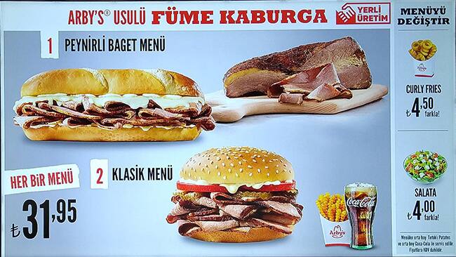 Arby's Speisekarte