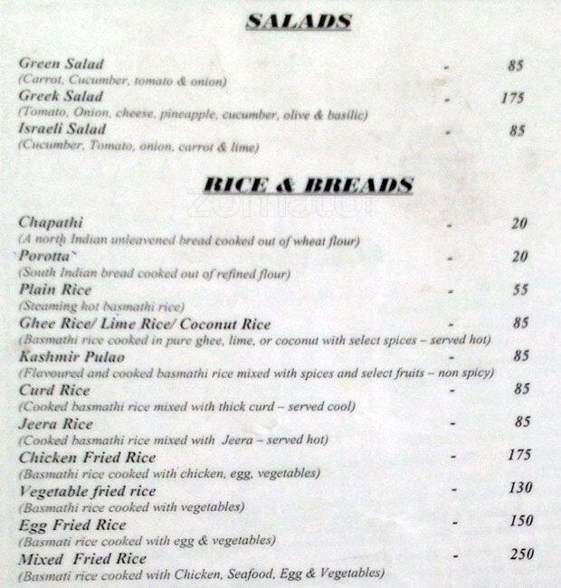 Casa Linda menu