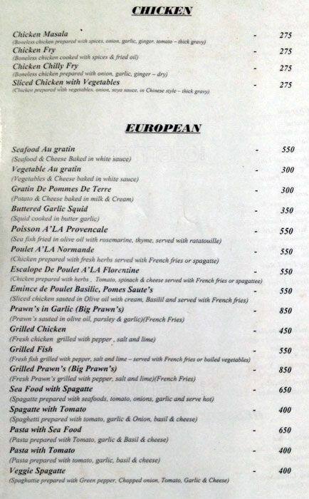 Casa Linda menu