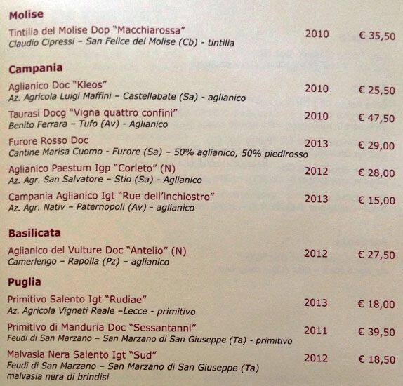 Menu di Le Rosse 