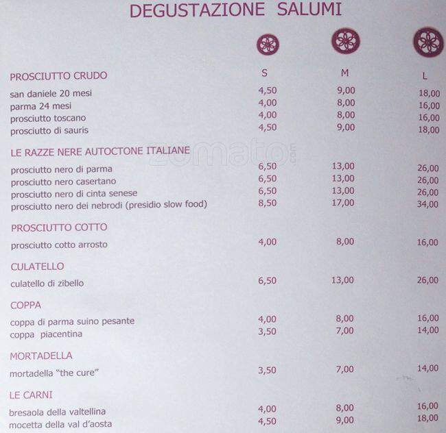 Menu di Le Rosse 